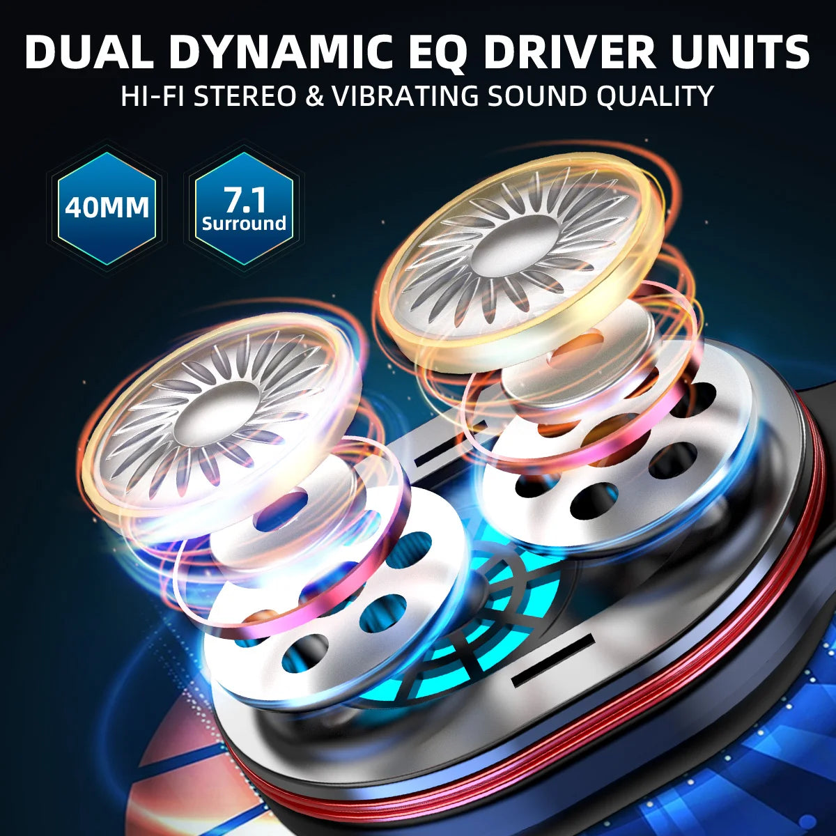 Kofire UG-05 Gaming Headphones 2.4G BT5.0 Wireless Headset With Mic RBG Light Vibration Bluetooth Earphone For PS4 PS5 PC Switch