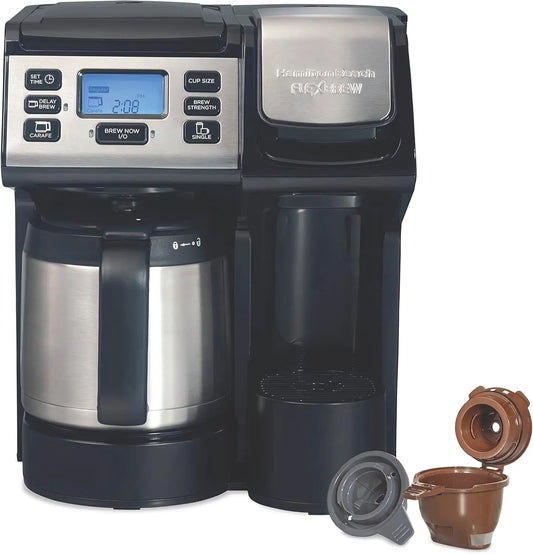 FlexBrew Trio 2-Way Coffee Maker, K-Cup or Grounds, Single Serve & Full 12C Thermal Pot, Black Stainless, Fast Brewing