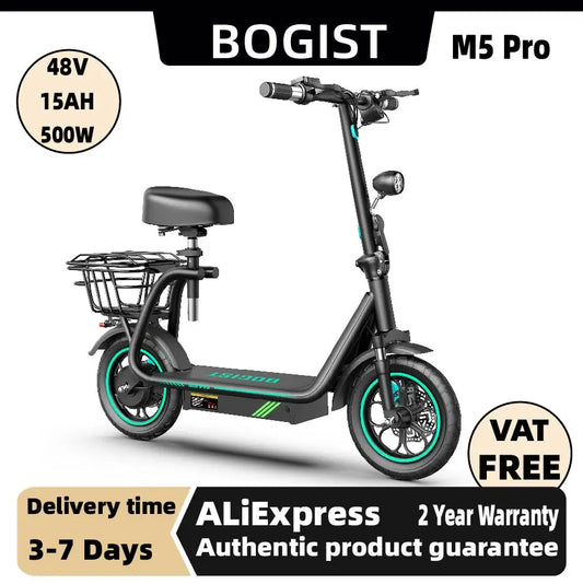 Bogist M5 Pro Adult Electric Scooter 500W City E-Scooter For Men 48V 15AH Battery 12.5 Inch City Tires Escooter E-Scooter