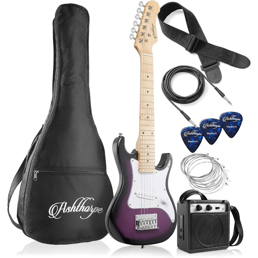 30-inch Beginner Electric Guitar Kit with Amplifier in Purple Color Perfect for Young Musicians and First-Time Players Complete