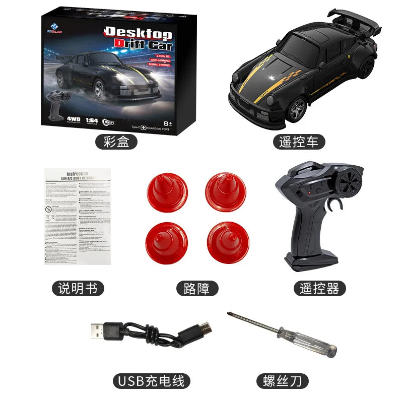 New 4WD 2.4GHZ RC Simulation Mini Drift Car Palm Racing Model Desktop Toys 1/64 Scale Remote Control Car Gift For Children Boys