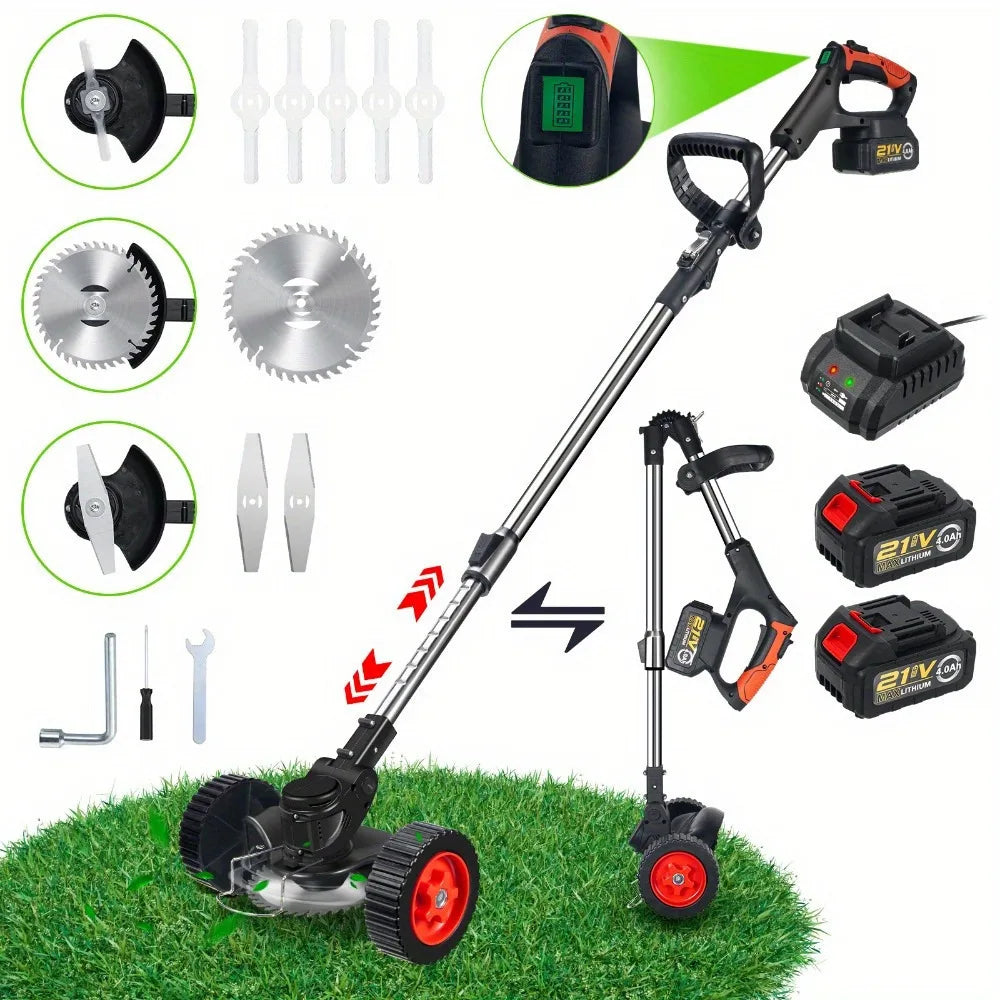 Collapsible Cordless Weeder With 3 Blades For Lawn And Garden