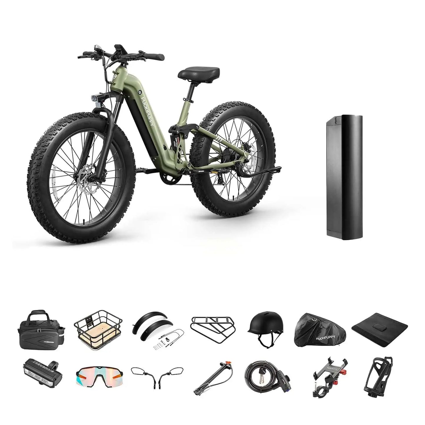 PUCKIPUPPY Boxer St Electric Bike for Adults 960W 48V 20AH Electric Bicycles with Luxury Accessory Pack and Extra 15Ah Battery