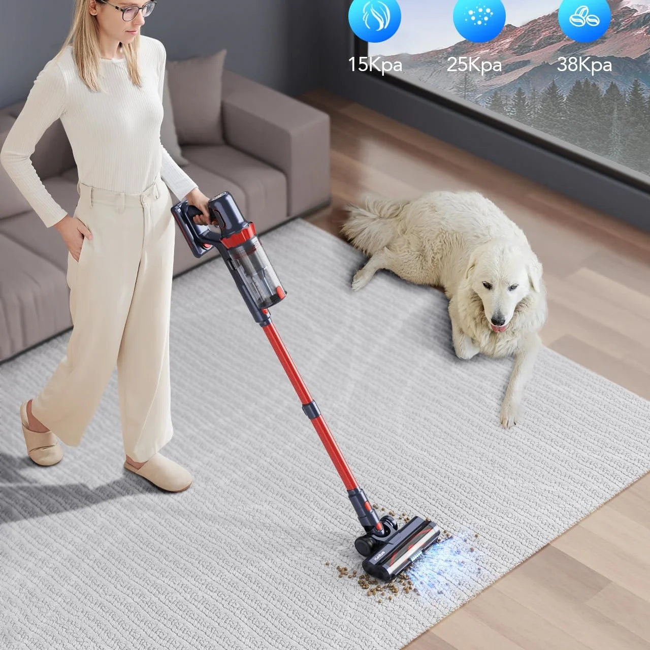 Wireless Handheld Vacuum Cleaner ,45000PA Suction,Smart Dust Sensor,Touch Screen,Portable Stick Cordless Vacuum for Home