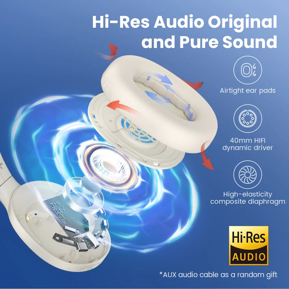 HAYLOU S35 ANC Wireless Bluetooth Headphones 42dB ANC ENC Over-ear Headphone Noise Cancellation 60H Playtime Earphones Men Women