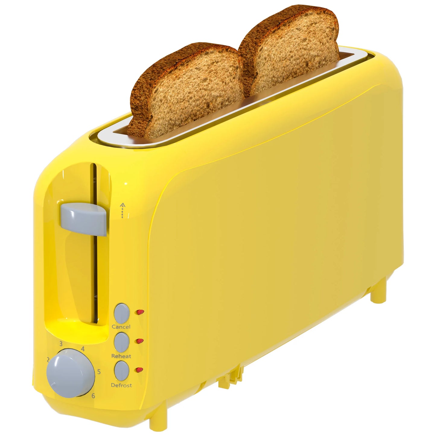 2-Slice Slim Toaster-10"Long Slot,6 Shade Settings,Cancel/Reheat/Defrost, Removable Crumb Tray,Auto Shut-Off