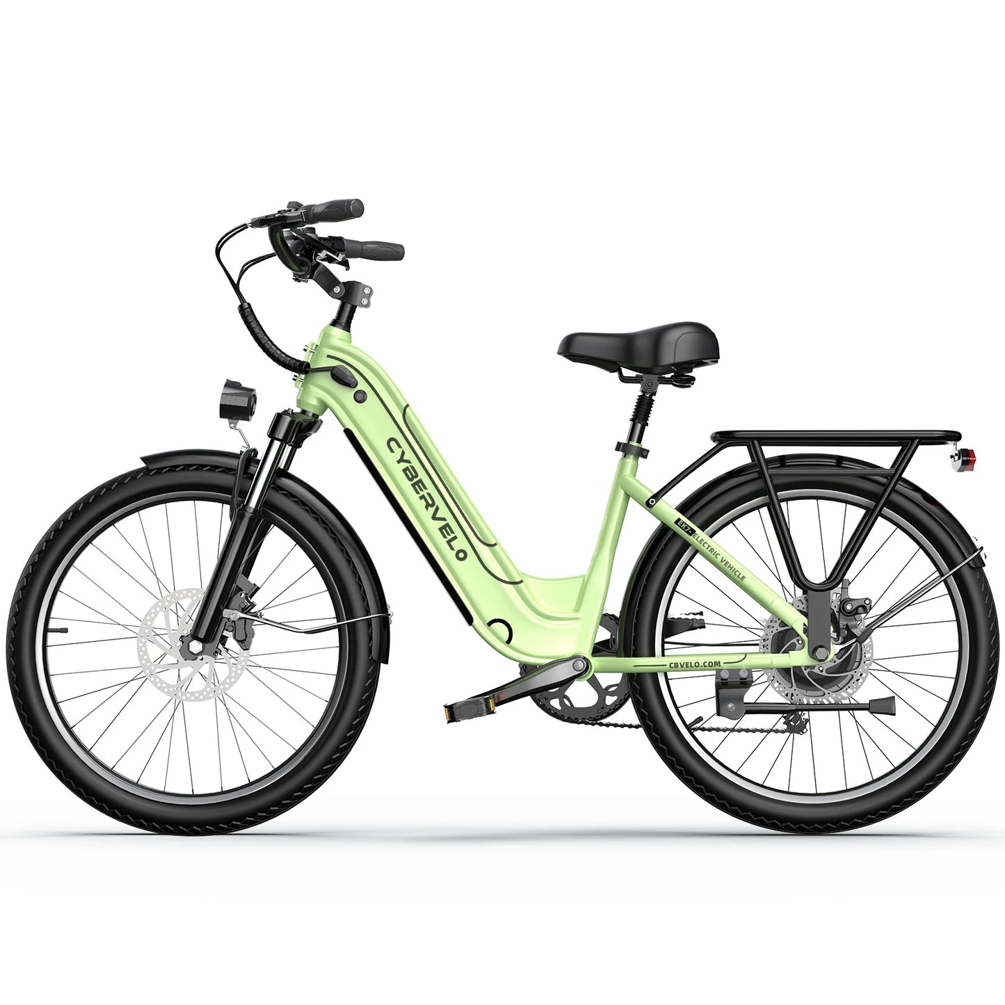 Cybervelo 1000w Motor Peak E-Bike, 80Miles+ 25AH Removable Battery for adult, 26" Electric Bike with 7-Speed city commuter EK7
