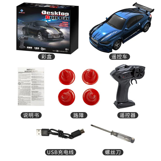 New 4WD 2.4GHZ RC Simulation Mini Drift Car Palm Racing Model Desktop Toys 1/64 Scale Remote Control Car Gift For Children Boys