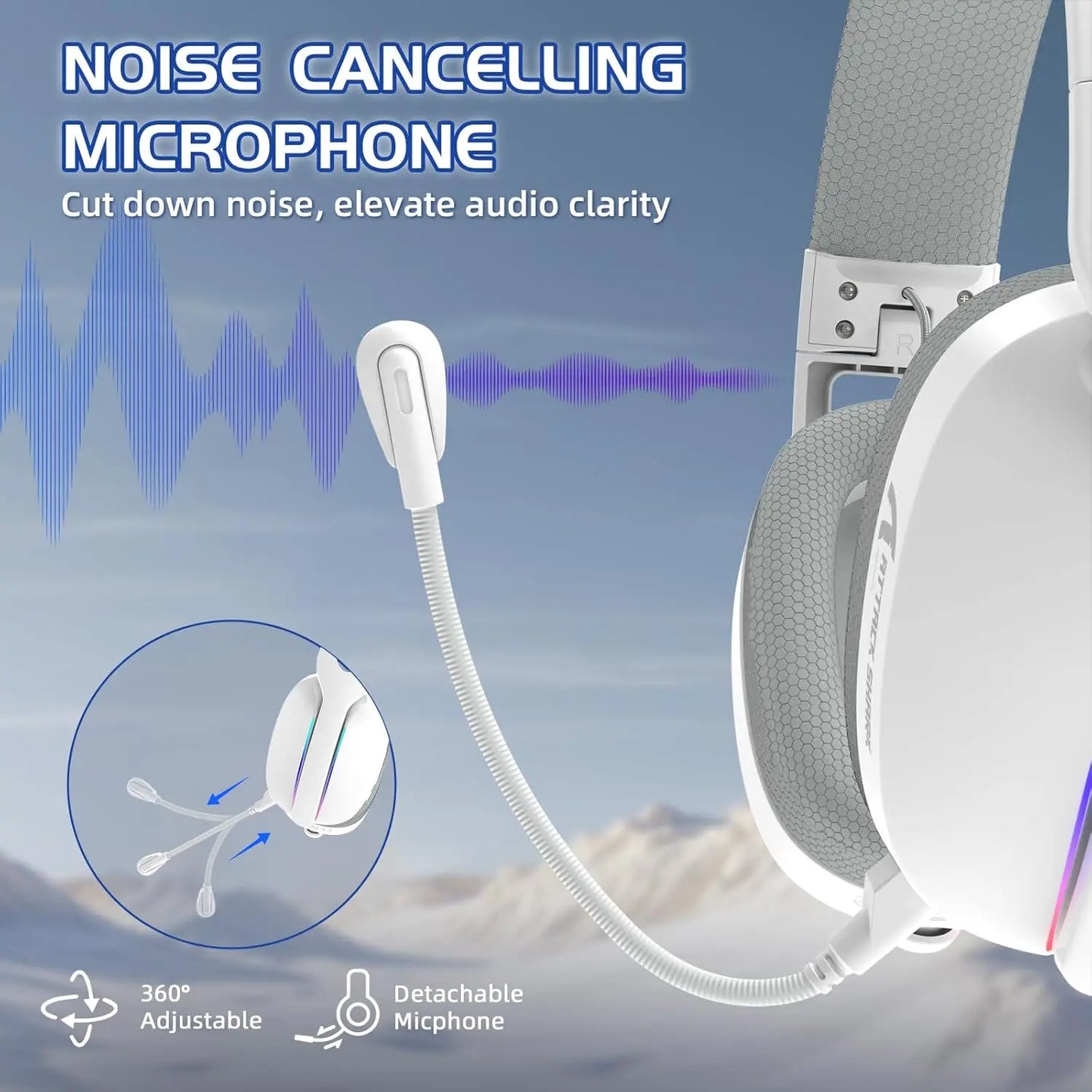 MAMBASNAKE x ATTACK SHARK L80 Wireless Gaming Headset, 2.4Ghz USB Gaming Headphones with Bluetooth 5.2, 50H Battery