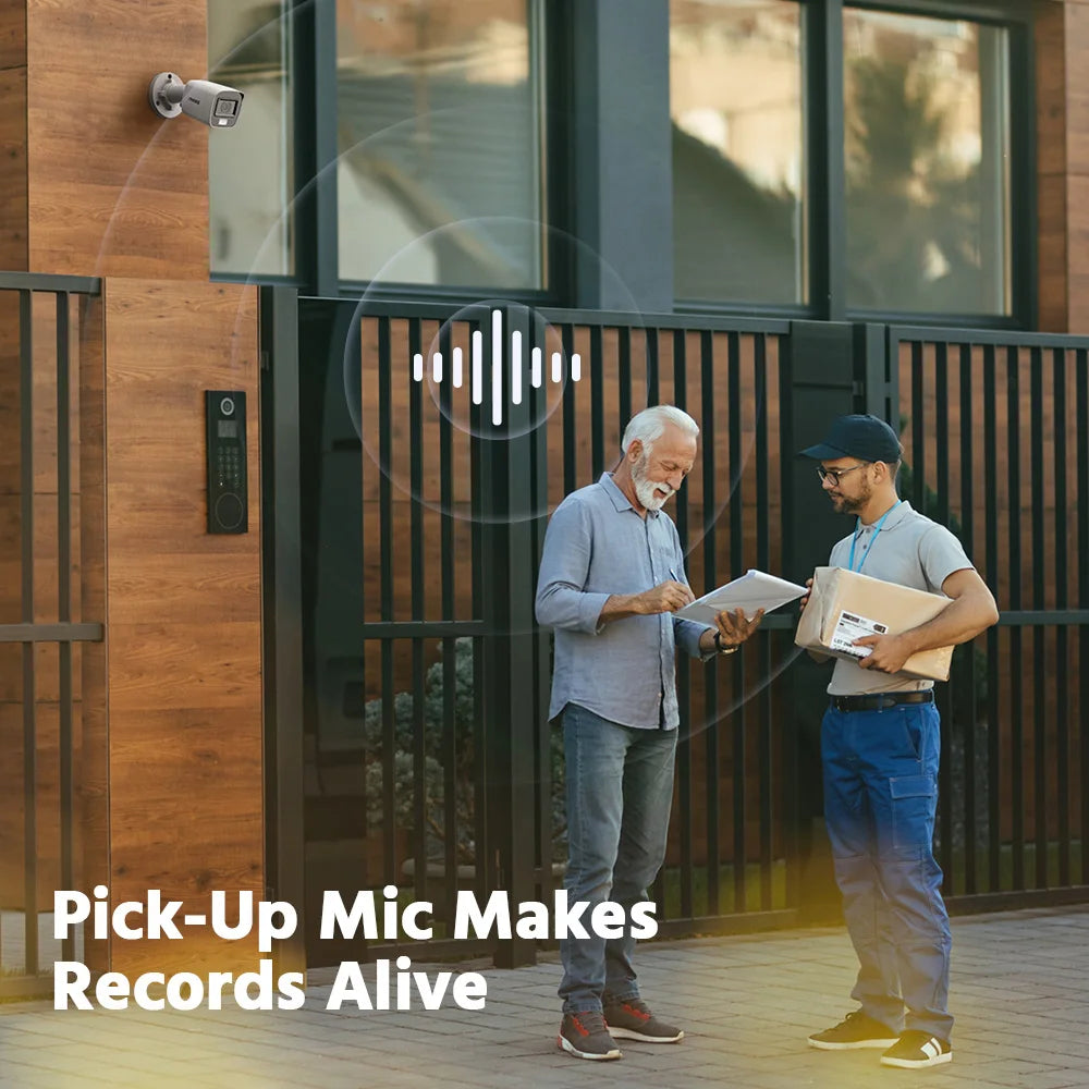 ANNKE 5MP Smart Light Video Surveillance Cameras 5MP Bullet Cameras Audio Recording Outdoor Weatherproof Security Cameras