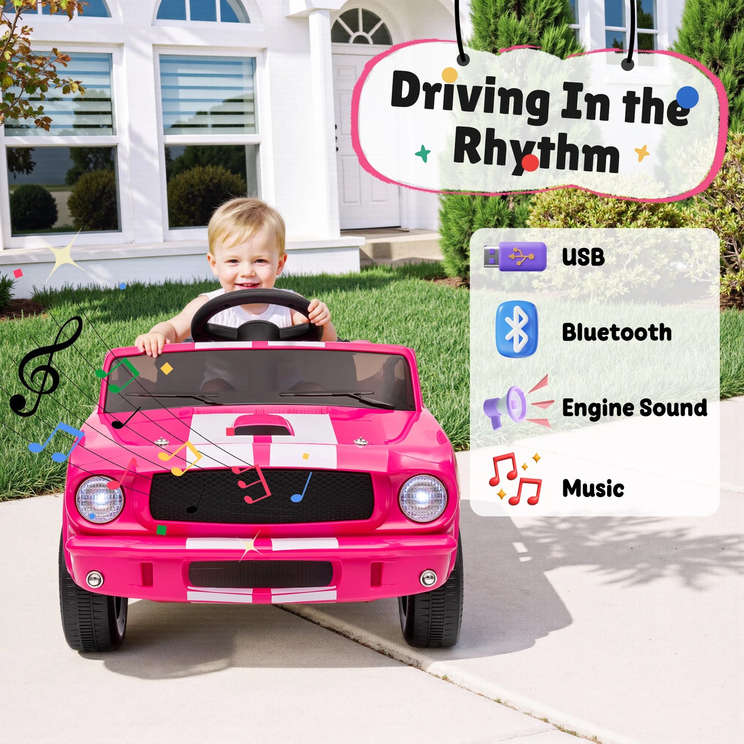 [Official Licensed]Shelby GT350 Kids Electric Car 12V 2WD W/ Parent Remote Control & Safety Belt - All-Terrain Ride-On Toy - Per