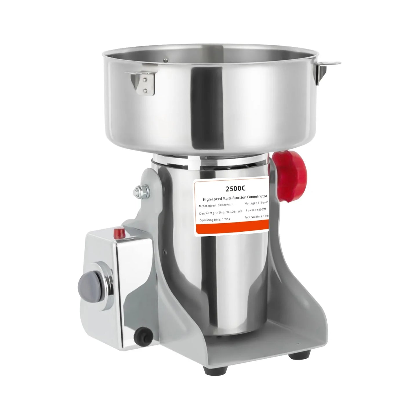 Commercial Spice Grinder 4500W Electric Grain Mill 32000RPM 2500g Capacity for Grains Spices Coffee Beans