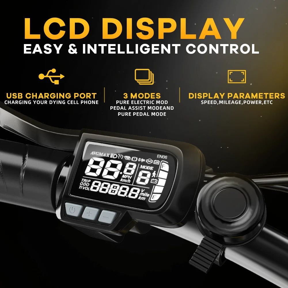 1000W Folding Electric Bike, 48V 20AH Large Removable Battery E Bike, 30+MPH, 80 Miles Max Range, 20" Fat Tire Electric Bike for