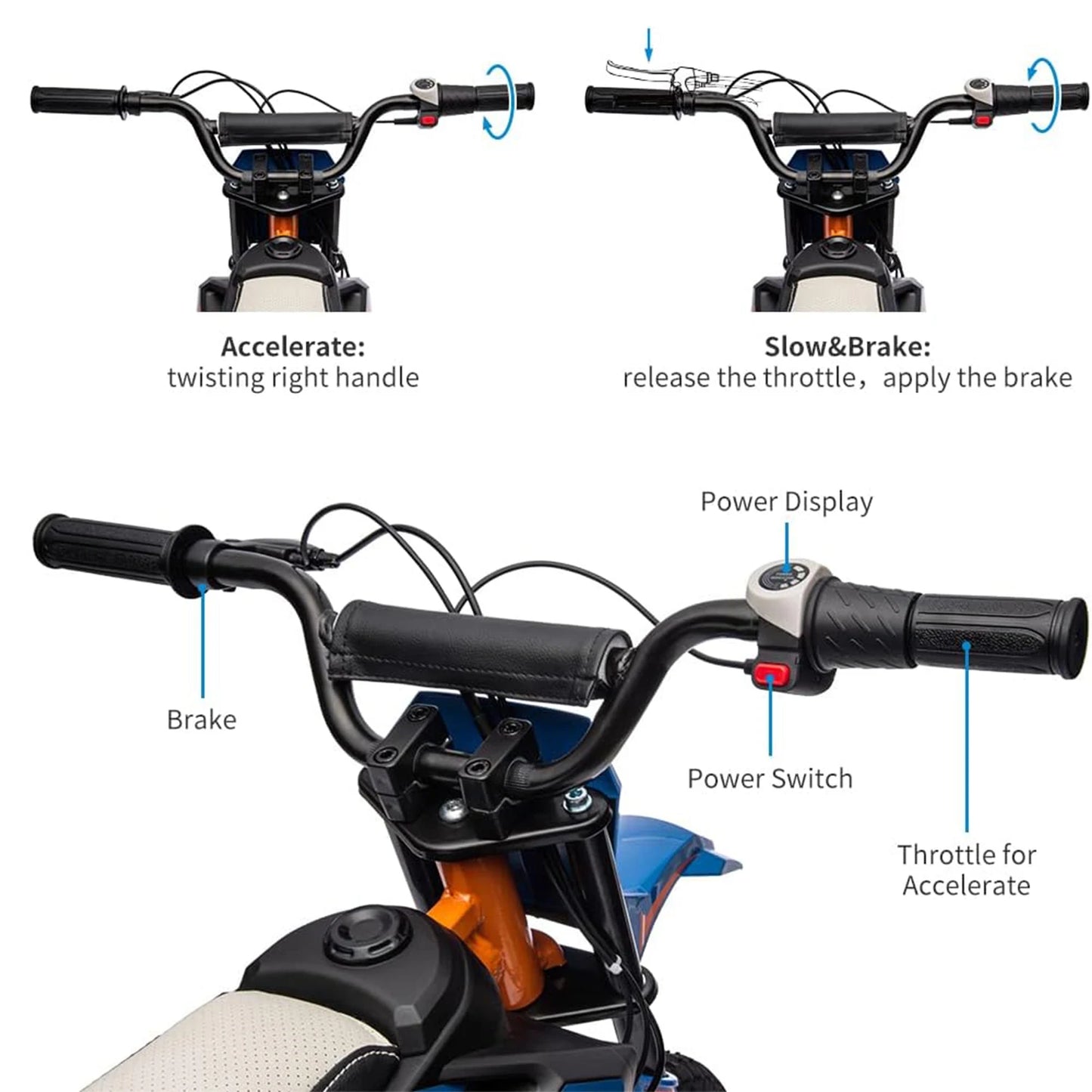 24V 250w Electric Dirt Bike for Kids 8-14,Up to 13.6MPH(22Km/h) Off-Road Motor Electric Motorcycle with Spring Suspension