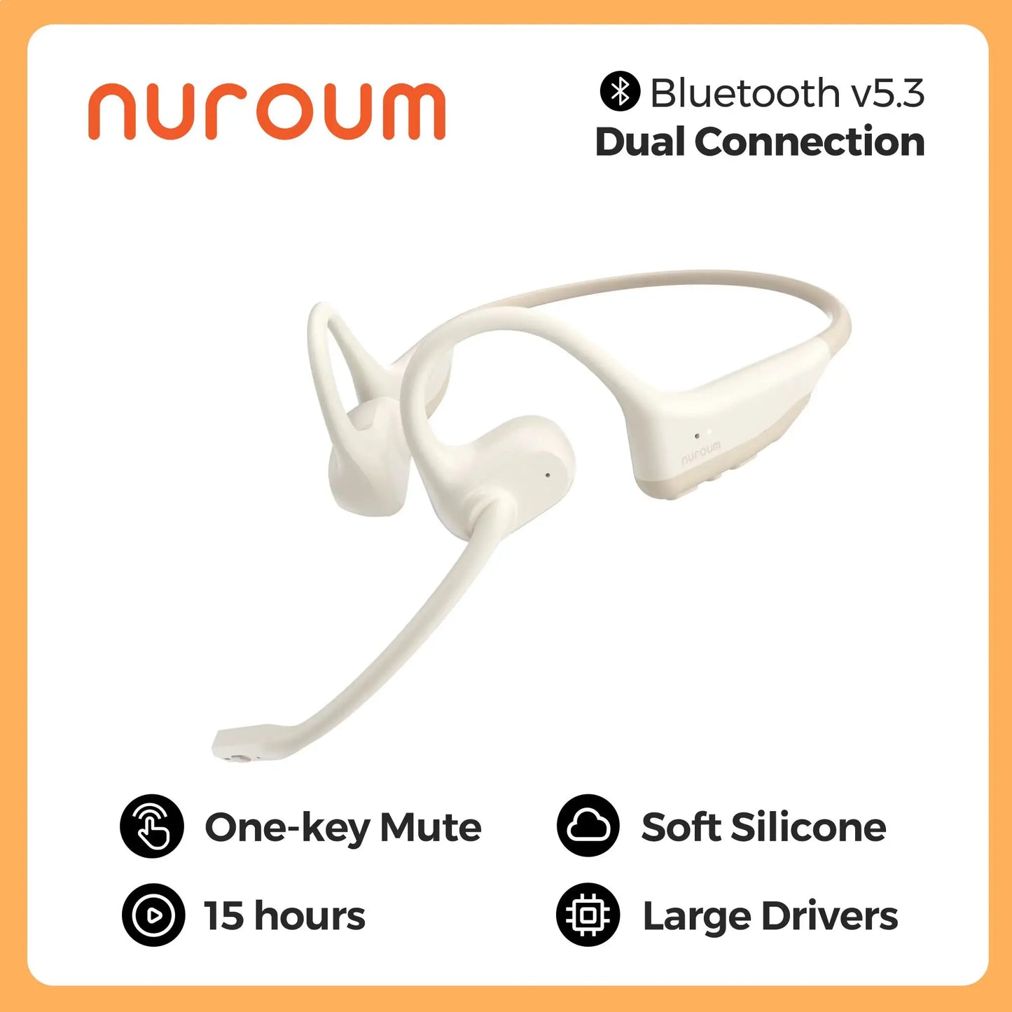 OW20B-C Wireless Open Ear Headphones Noise Cancelling Microphones For Office Work,Bluetooth 5.3 Multi-Point Connection