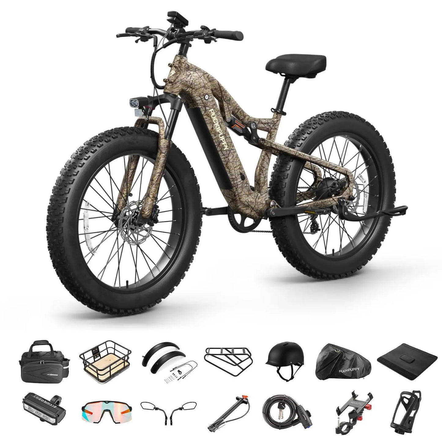 PUCKIPUPPY Labrador pro Electric Bike 1350W Peak 48V 20AH Battery Ebike 26" Fat Tire Electric Mountain Bike 2-Year Warranty