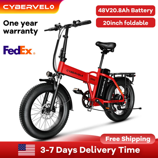 Cybervelo EK4 Electric Bicycle 48V 20.8AH Long Range Off-Road Bike - High Capacity Powerful foldable bicycle