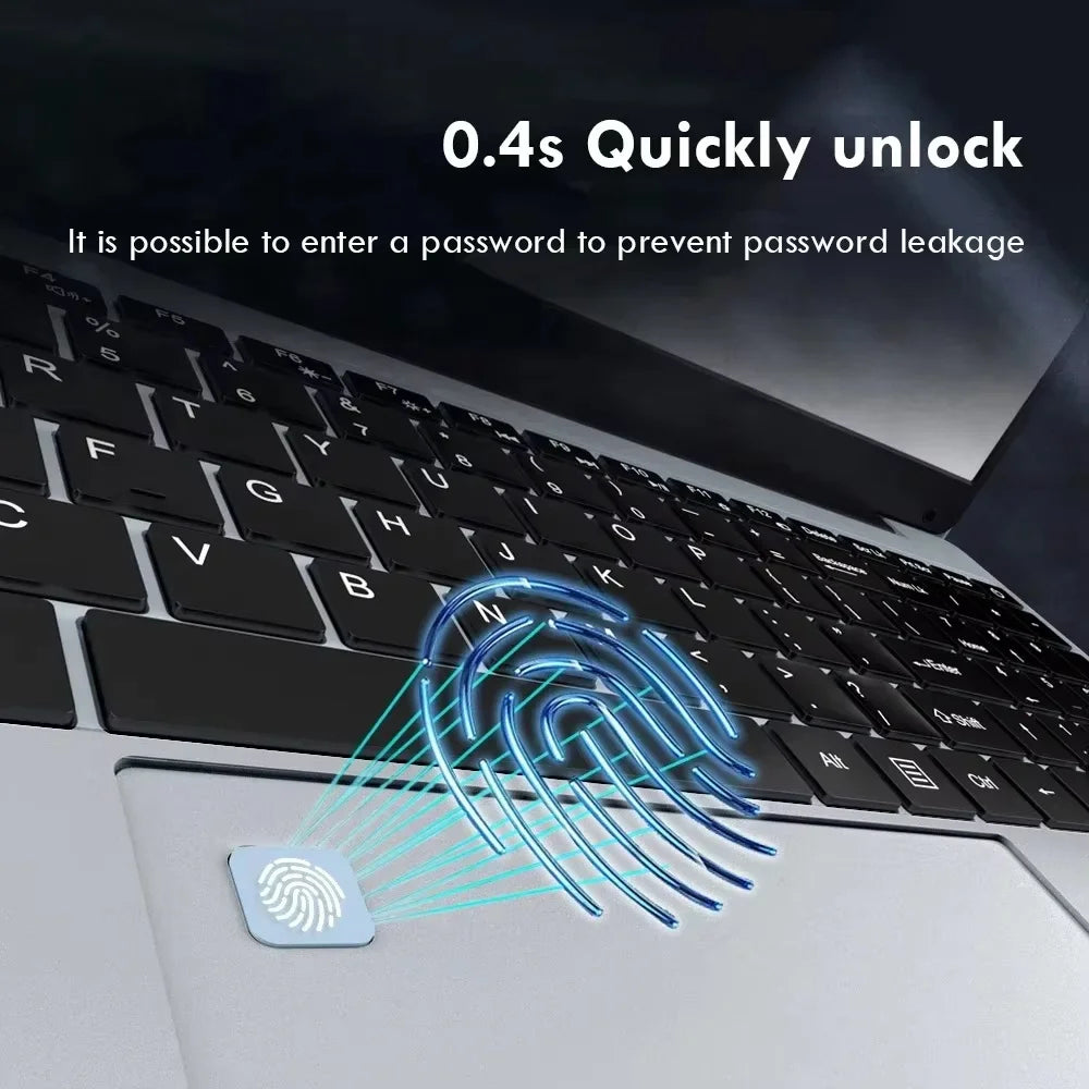 15.6 inch Laptop Computer Intel Celeron N4000 Notebook PC Fingerprint Unlock Windows 11 Pro 16GB RAM 1TB SSD 1920*1080P Laptops