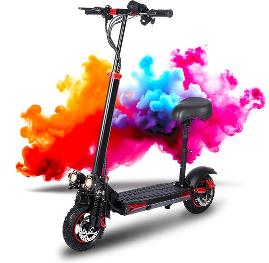 1200W Off-road Electric Scooter with Seat, 48V 21Ah Battery, Max speed 30Mph, Range 35Miles, Foldable Commuter E-scooter