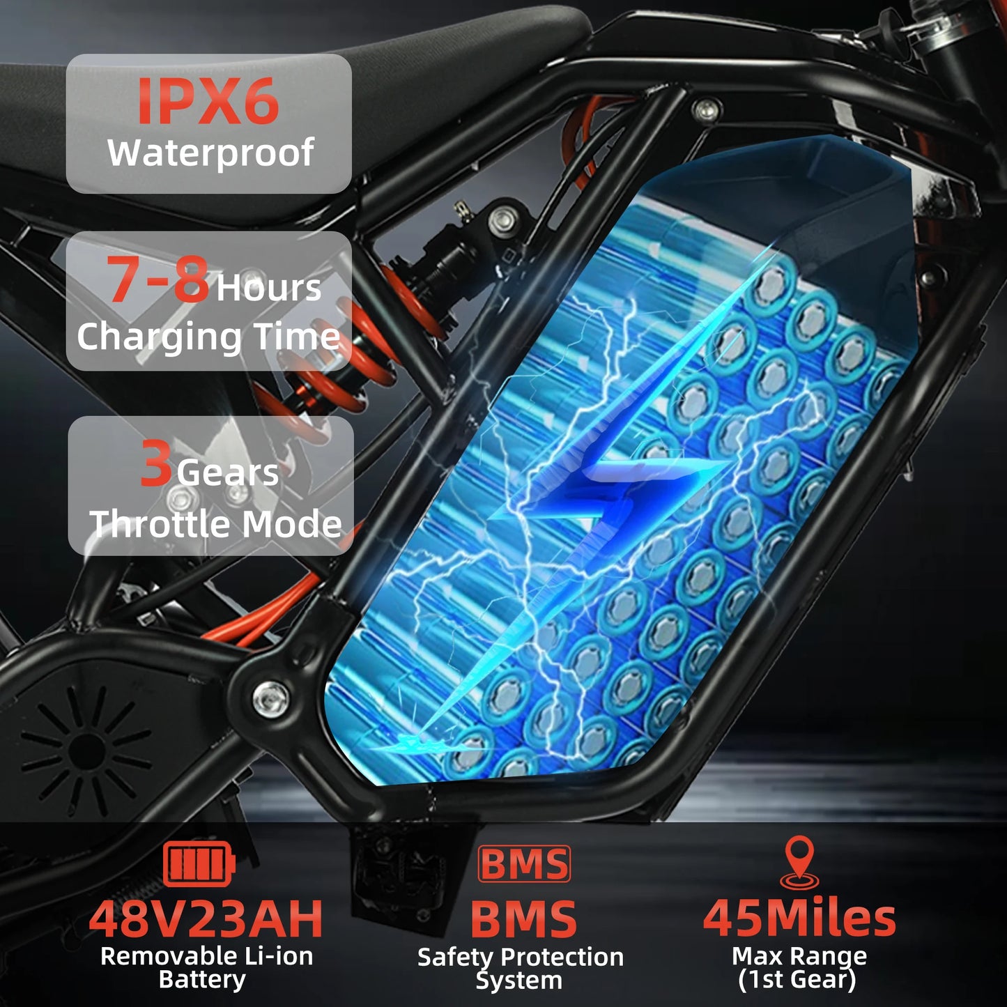 1 YEAR Warranty 2000W Electric Dirt Bike for Teens & Adults, EBike, 48V Removable Battery E Bikes, 14"/12" Fat Tires Bicycle