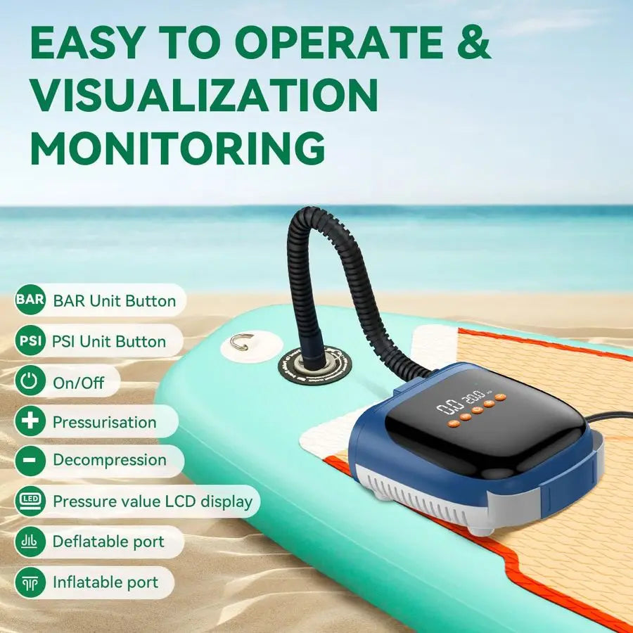 High Pressure Electric Paddle Board Pump, Portable 12V DC SUP Air Pump Inflate amp Deflate for Stand Up Paddle Boards, Kayak, Te