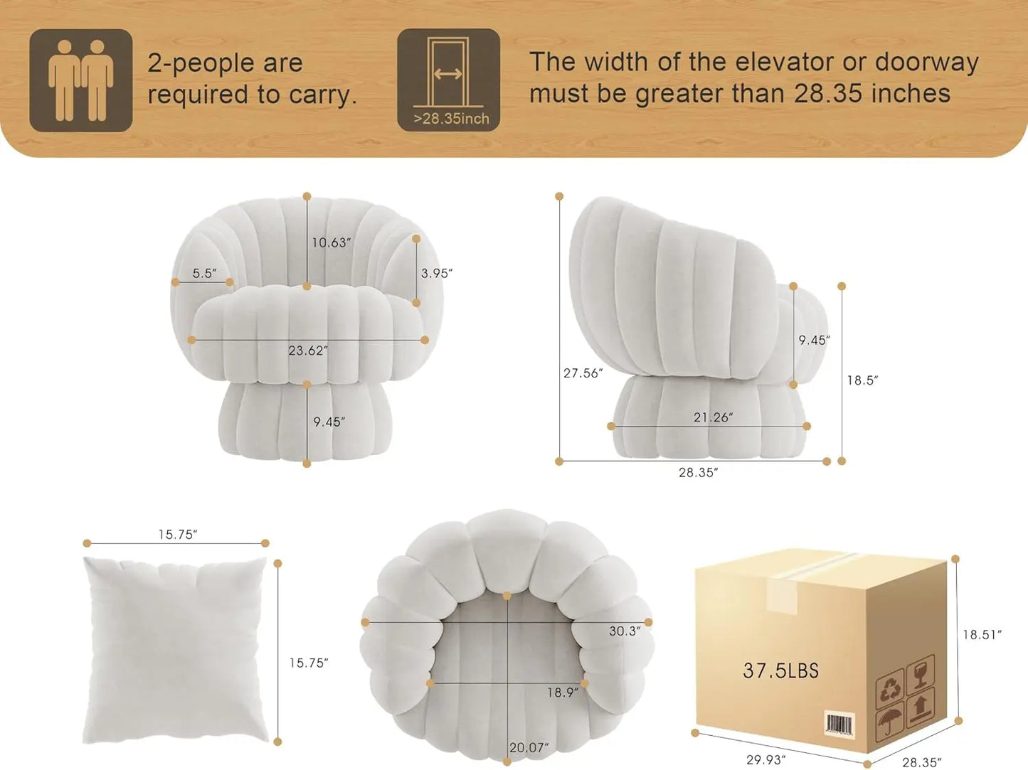 Century Modern Swivel Velvet Accent Chair, Beige