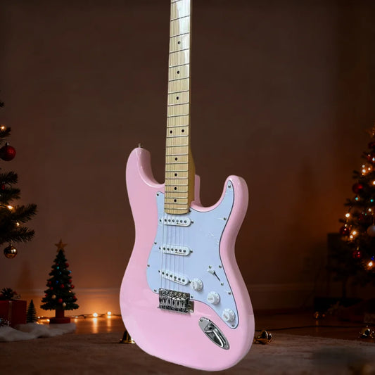 Free Shipping Handcrafted Pink ST Electric Guitar 21 Frets SSS Pickups Ideal for Beginners Pro Musicians