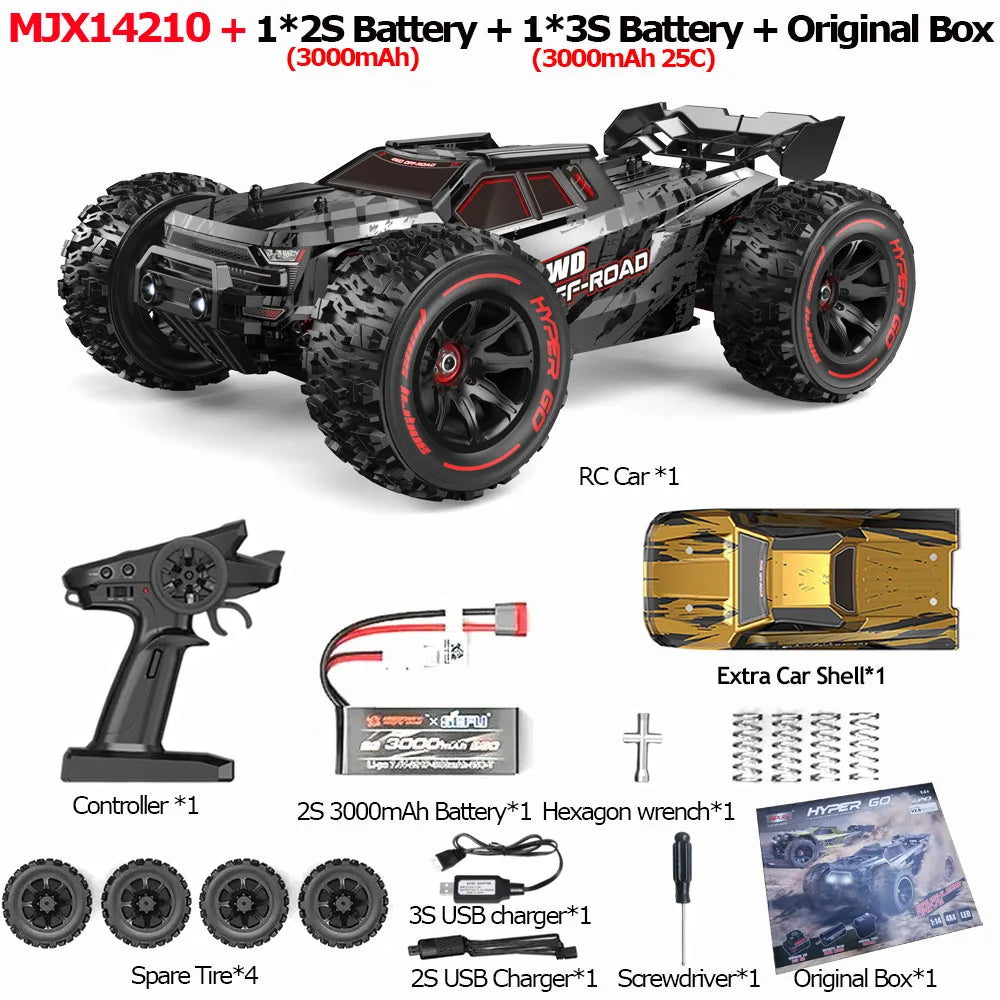 MJX 14209 14210 V3.0 1/14 RC Car 75km/h Brushless Hyper Go 2.4G Remote Control 4WD Off-road Racing RC Truck Electric Hobby Toy