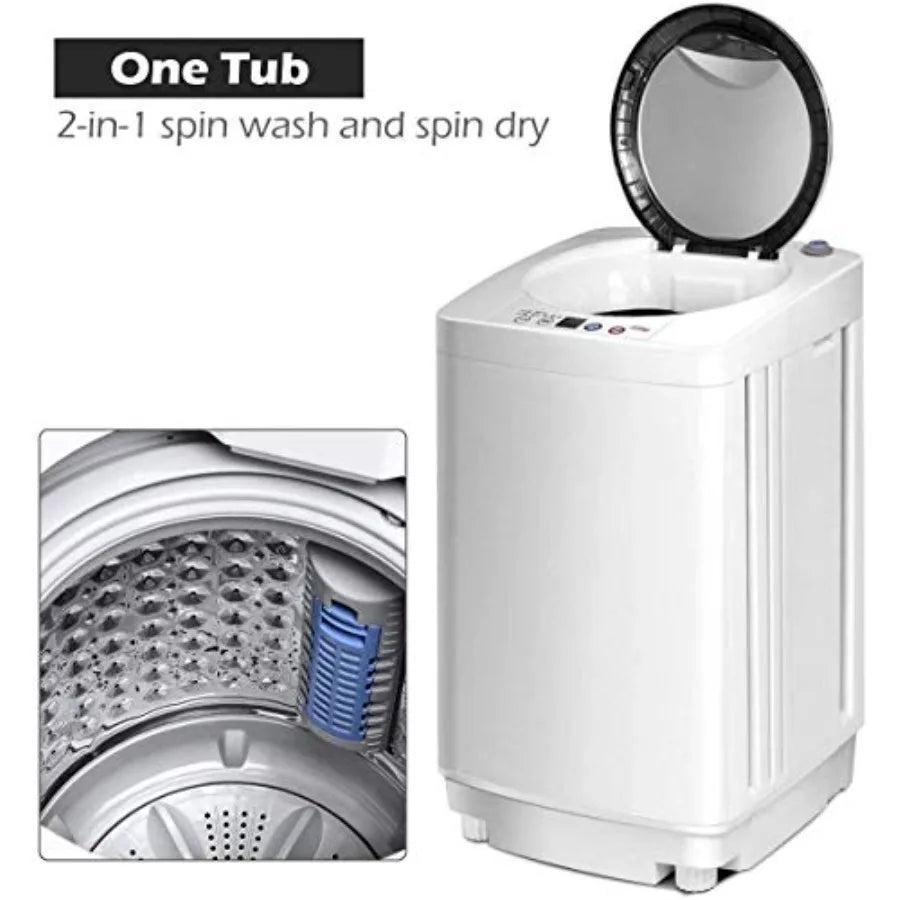 Portable Washing Machine Full Automatic Washer and Dryer Combo with Built-in Pump Drain 8 LBS Capacity Compact Laundry Washer S