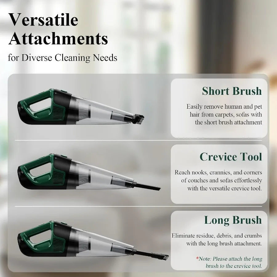 Handheld Vacuum Cordless, Strong Suction Car Vacuum Cleaner with LED Light, Long Runtime Hand Vacuum Cordless Rechargeable, Hand