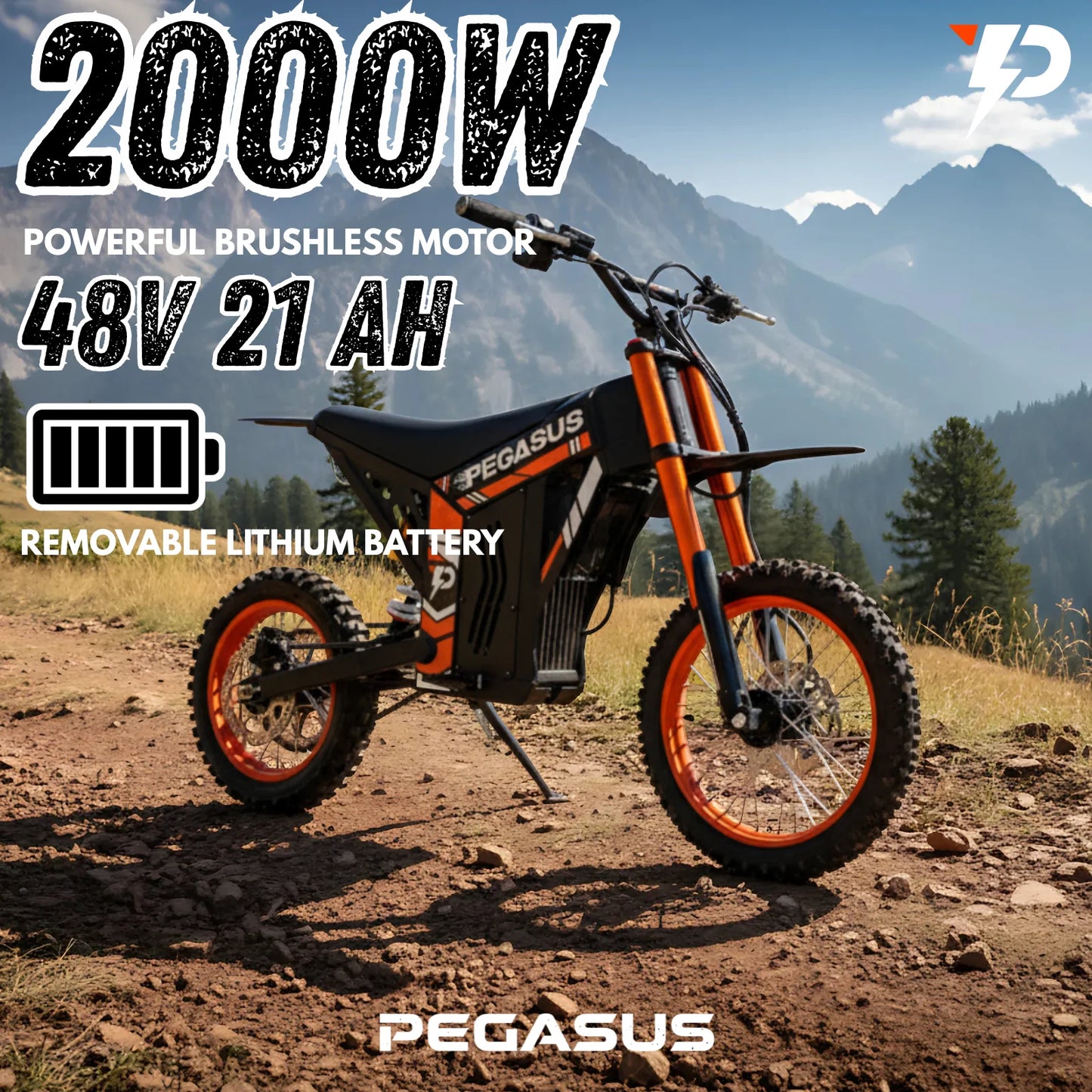 New Fashion2000W 48V 21AH 60km/h Mountain E Motorcycle Aluminum Alloy Dirt Bike 14"/12" Fat Tire Off-road Motorcycles New Energy