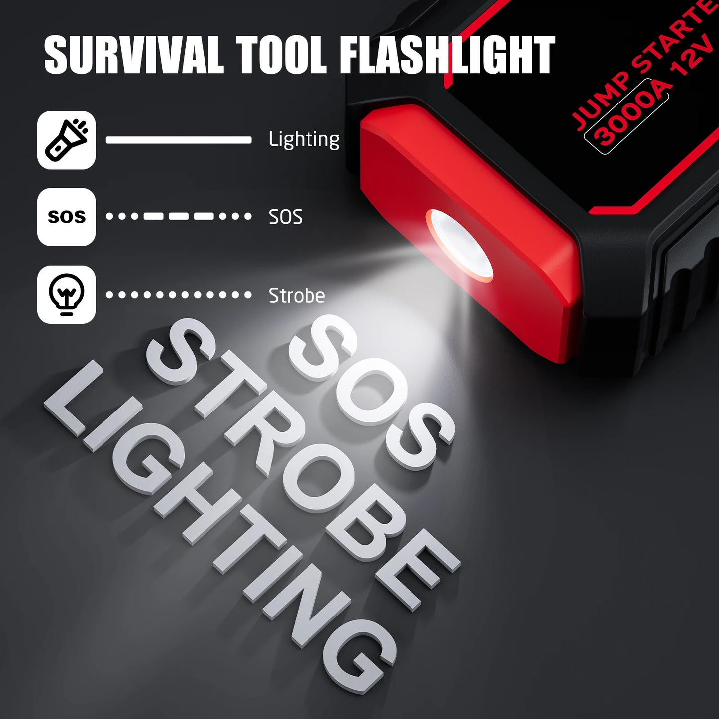 Povasee Jump Starter Power Pack 3000A Car Battery Booster Jump Starter Car Jump Starter Power Bank Jump Pack with Jump Leads