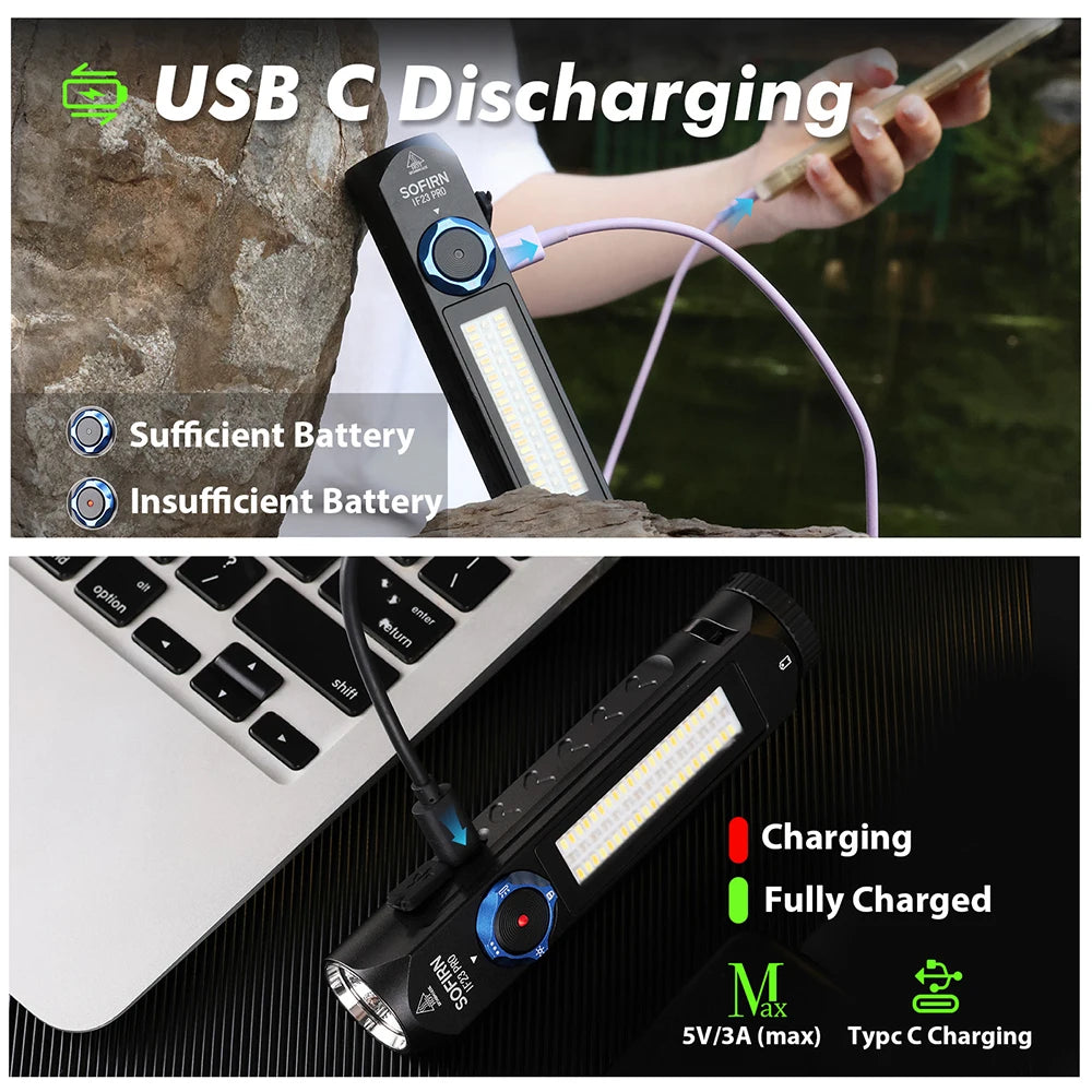 Sofirn IF23 PRO RGB Light 5000lm XHP70B Powerful LED Flashlight 21700 5V 3A USB C Rechargeable Torch with Magnetic