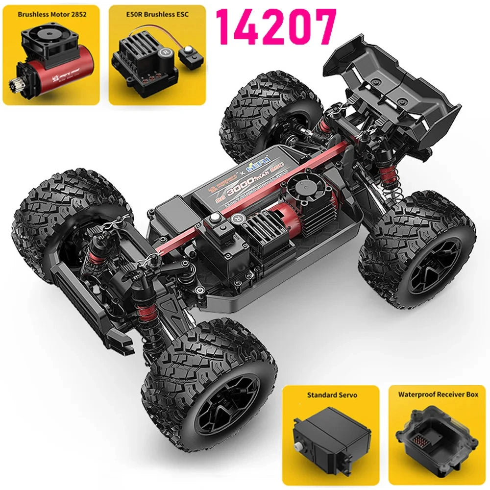 HYPER GO MJX 14207 14208 1/14 RC Car 41-53km/h Brushless 2.4G Remote Control 4WD Off-road High Speed RC Car Truck Hobby Toy