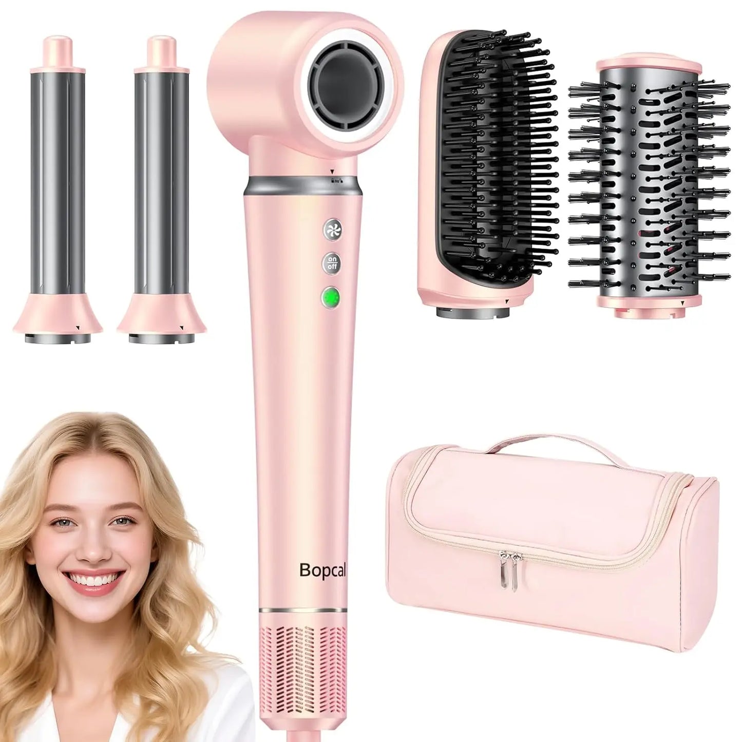 5 in 1 hair dryer brush set with Bag Professional Frizz-Free Auto Wrap Curler, High-Speed Hair Dryer,Straightening & Blow Dryer