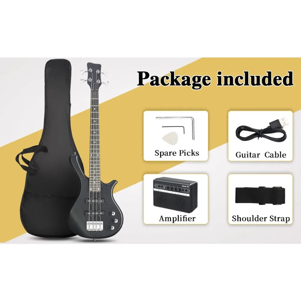 KW101 36in Electric Bass Guitar With 10W AMP School Band Red