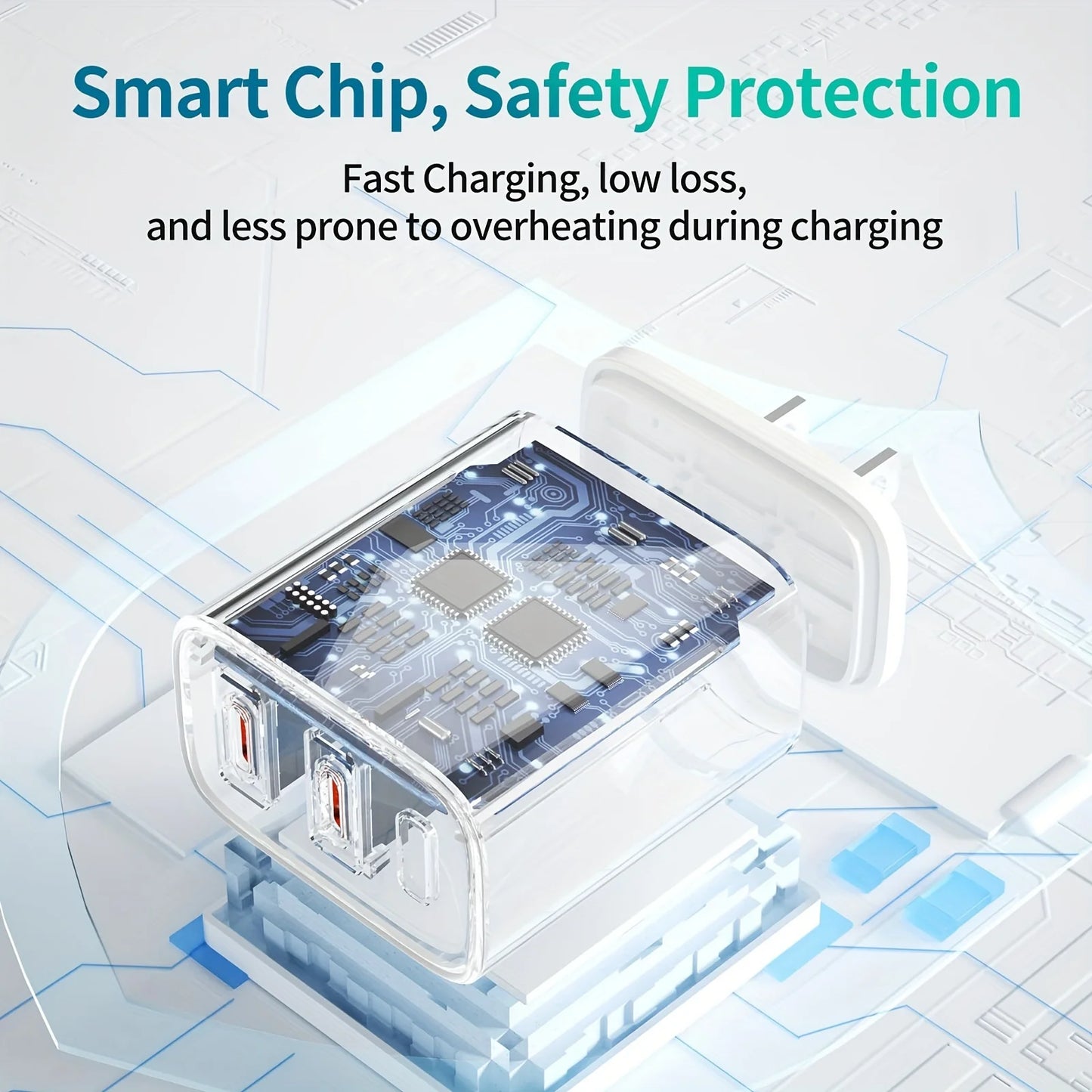 Fast Charger Block PD20W Power Adapter Dual Type C Port Cube for iPhone 15 Series(2Pack 6ft USB-C to C Charging Cables Included)