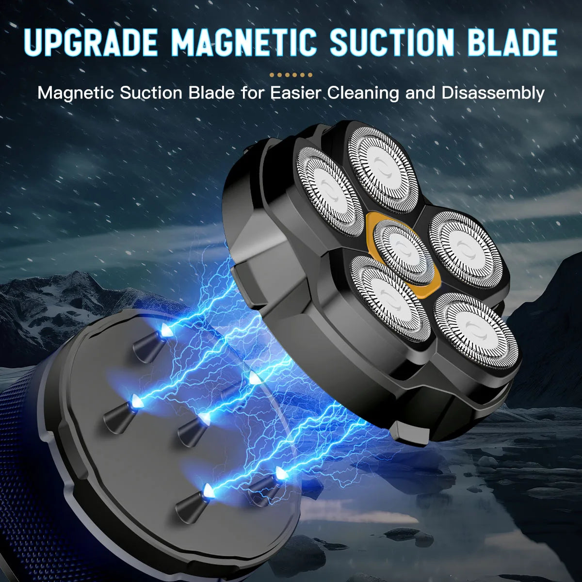 Solimpia Head Shavers for Bald Men - High-Speed 6D Magnetic Electric Razor for Fast Shaving, Hypoallergenic Shaving Razor