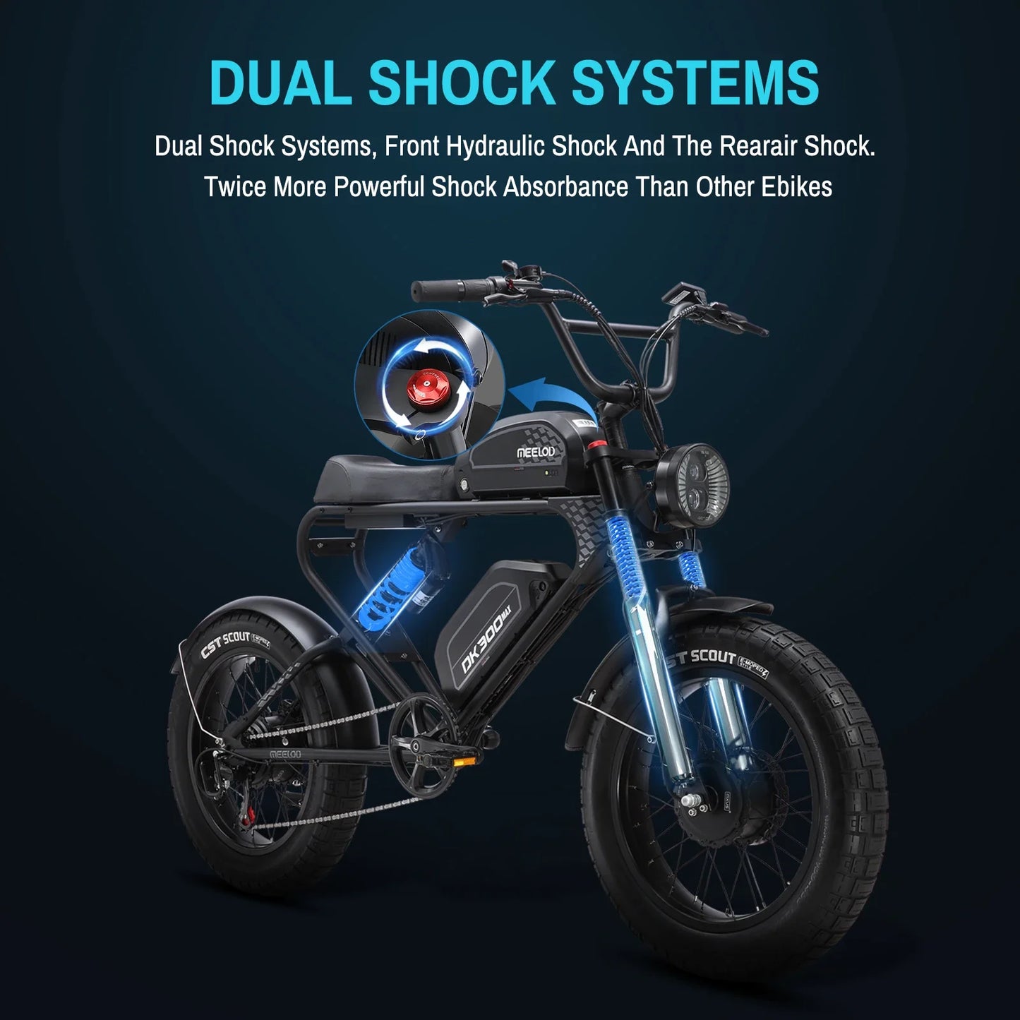 MEELOD DK300 MAX adult E-bike 1200W*2 48V 30Ah battery commute Electric Bike,20-inch Fat Tire E-Mountain bike