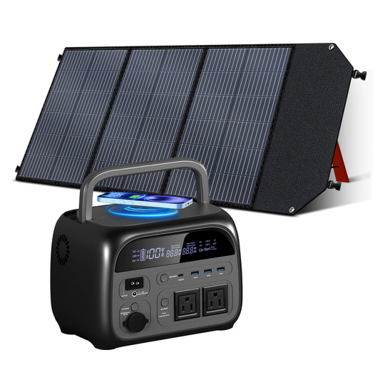 CTOLITY AP400 500W Solar Generator Portable Power Station 100W ETFE Solar Panel Charger Power Bank for Camping Emergency Lifepo4