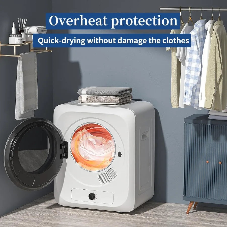 VCJ Portable Clothes Dryer for Apartment 10lbs Compact Electric Laundry Dryer with Stainless Steel Tub 1.5 cu.ft Suitable for A