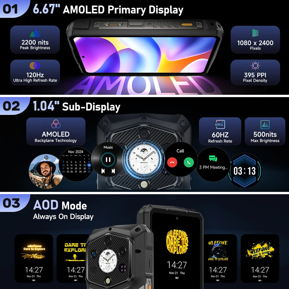 【Ship From US】Ulefone Armor 29 Pro Thermal Version 21200mAh 120W Smartphone Android 15 5G Rugged Phone 6.67" 120Hz 512GB ROM