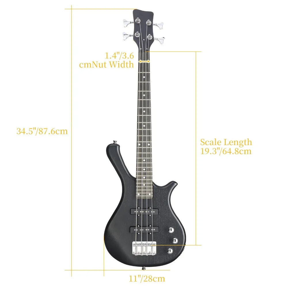 KW101 36in Electric Bass Guitar With 10W AMP School Band Red