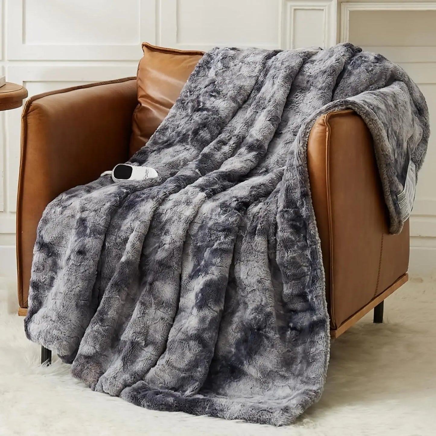 Electric Heated Throw Blanket 50x60 Inches, 10 Heat Levels, Auto-Off Timer, Overheat Protection, Faux Fur Sherpa