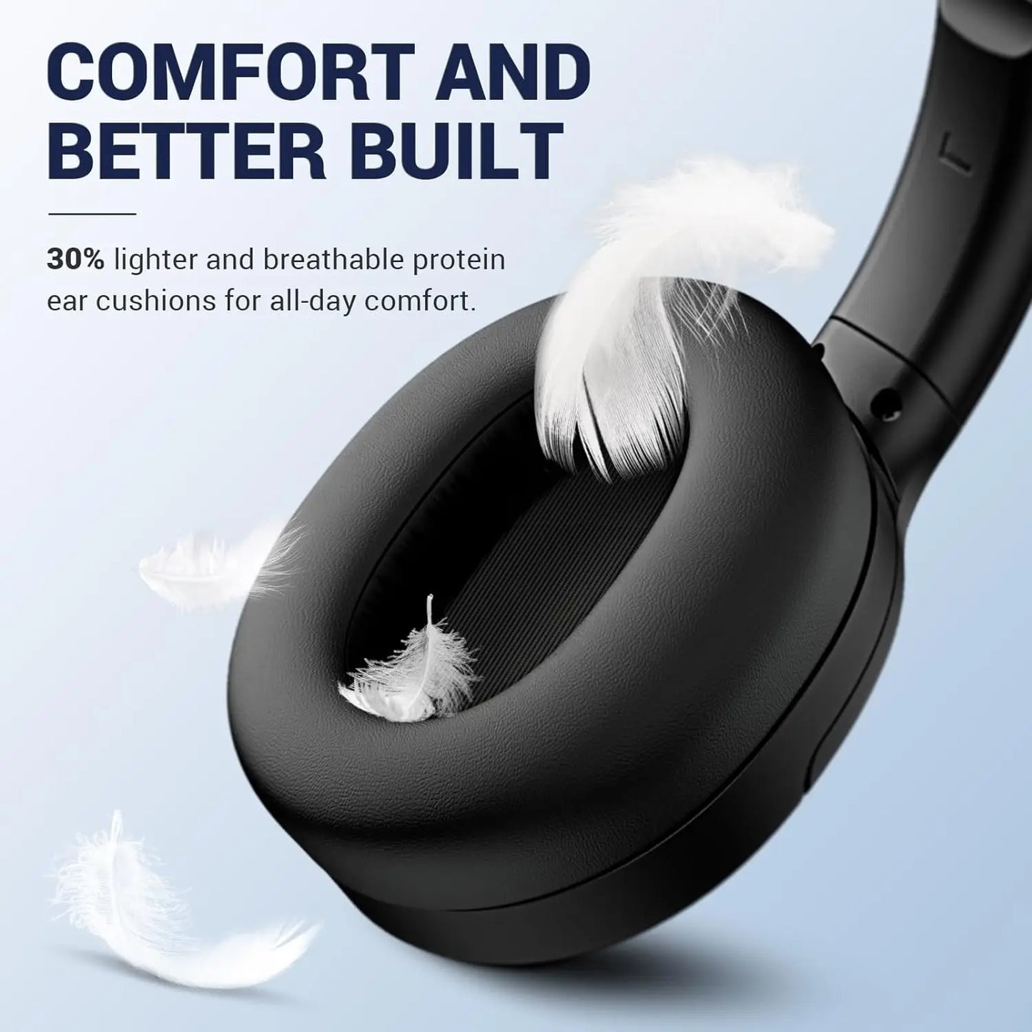 E11 Hybrid Active Noise Cancelling Headphones Wireless Over Ear Bluetooth Headphones with Microphone Deep Bass, 30H Playtime