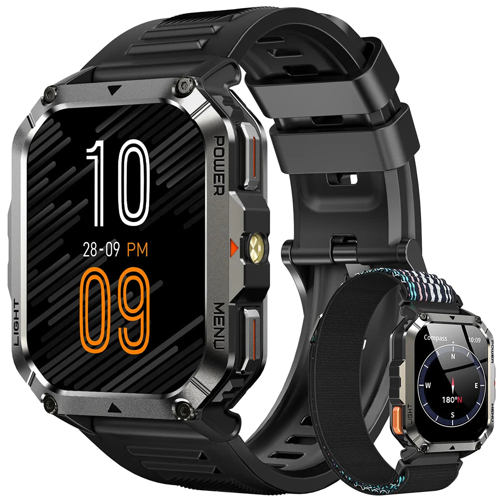 IOWODO 2025 New Outdoor Men's Smartwatch with Emergency Lighting Compass 900mAh W70 Pro 2.01'' TFT HD Screen Waterproof Watch