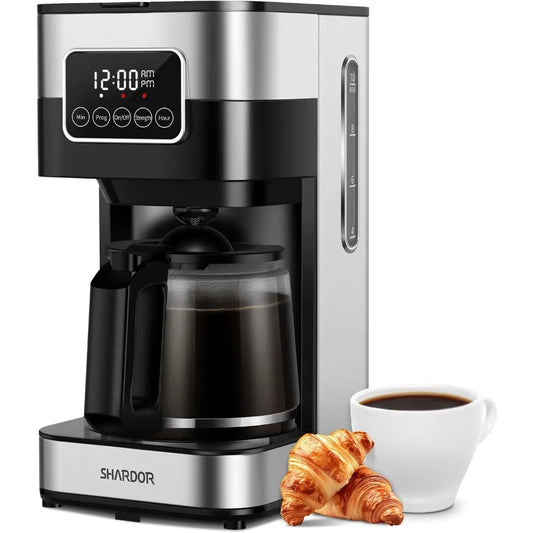 SHARDOR 10-Cup Programmable Coffee Maker, Regular & Strong Brew Drip Coffee Machine for Home and Office, Auto Shut Off,