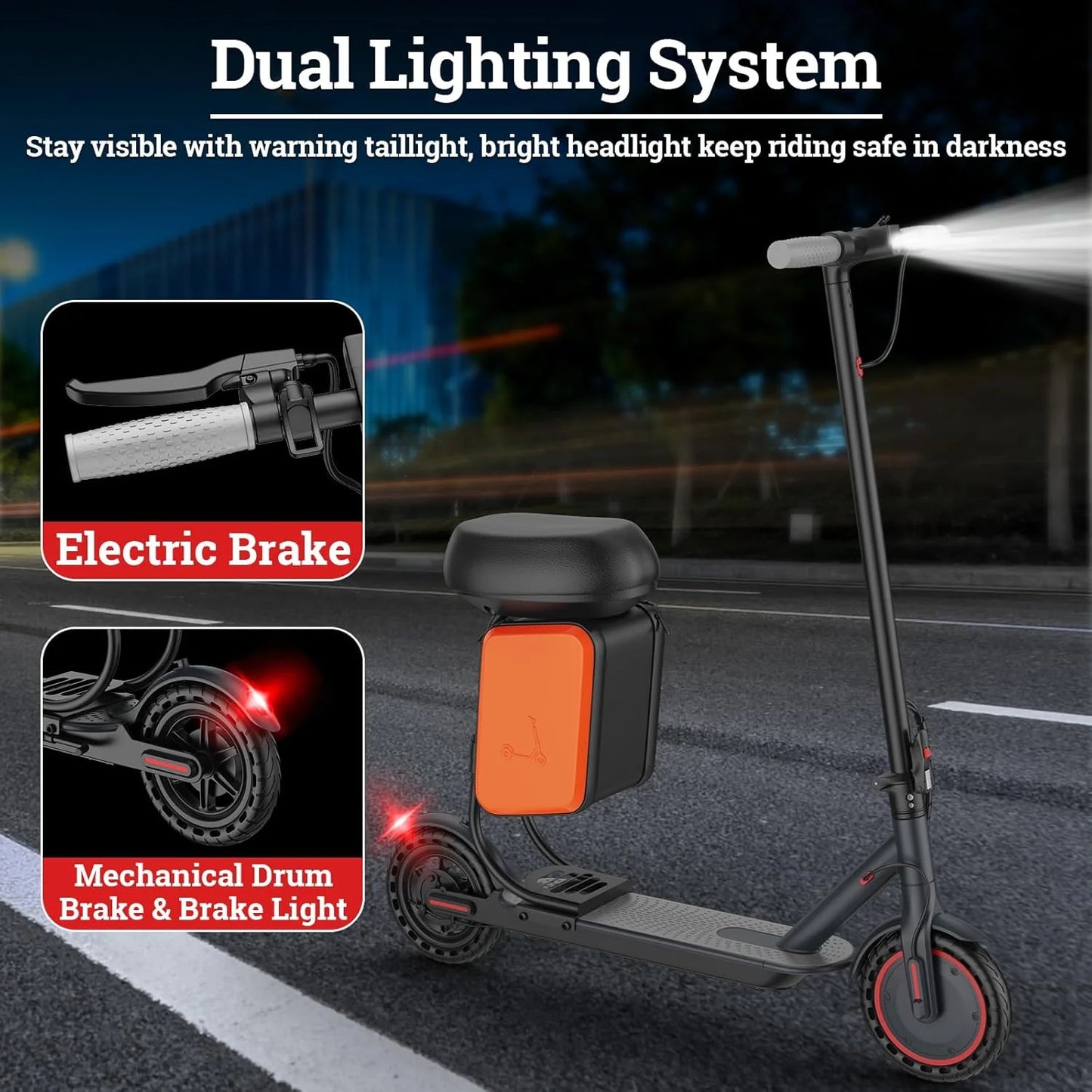 8.5‘’ LADPED LP60 Electric Scooter 350W Motor 36V 5.2Ah Battery 19mph Max Speed Up to 16miles Range Foldable Scooter with Seat