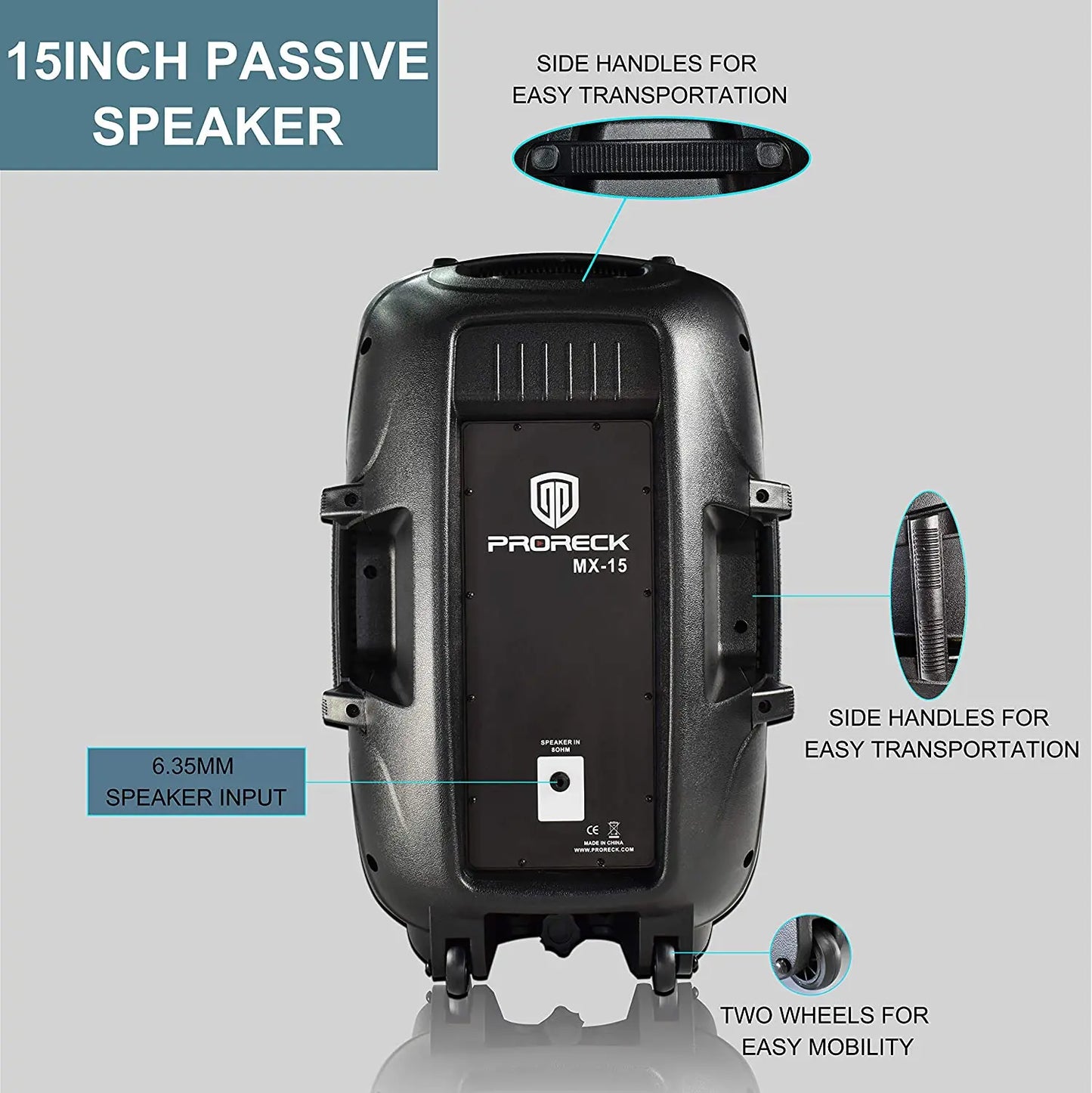 PRORECK Powered MX15 15inch 2500W Bluetooth PA System Mixer/Amp with Stands/Mic Effect Controller 48V Phantom Power, DJ SET