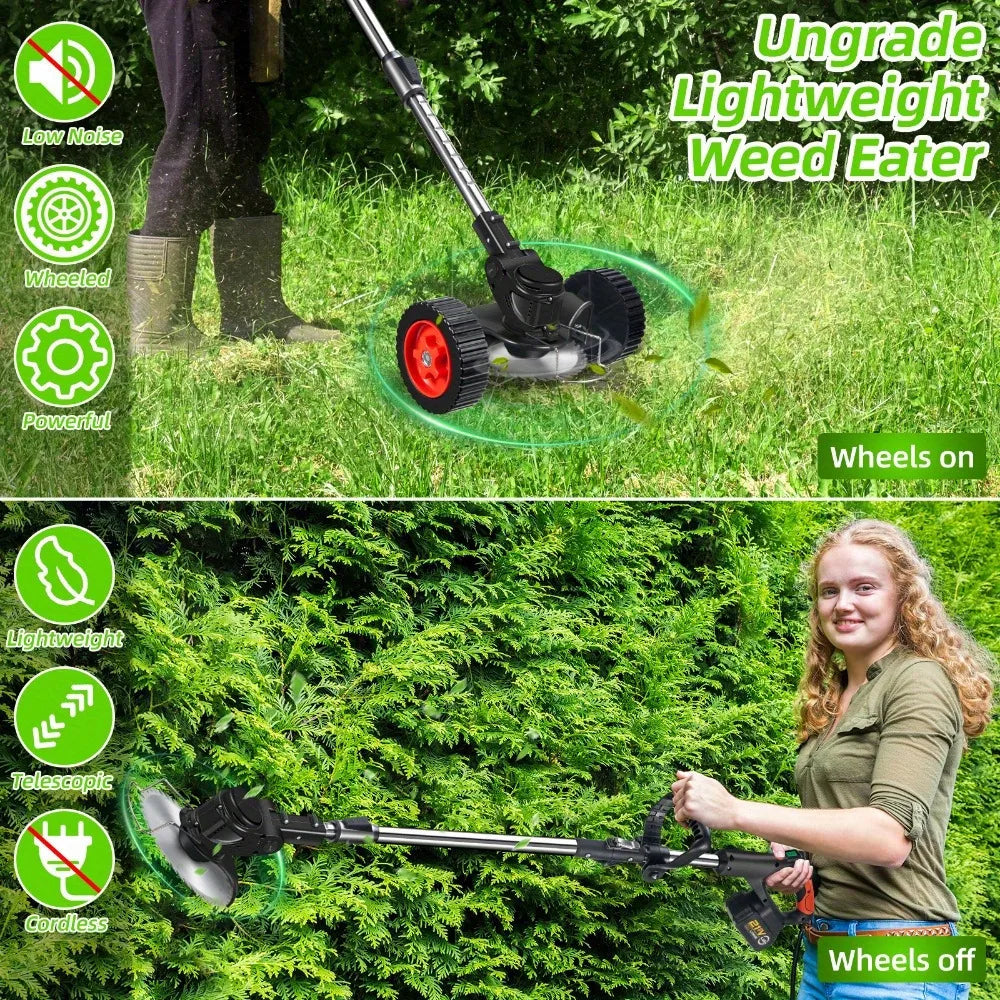 Collapsible Cordless Weeder With 3 Blades For Lawn And Garden